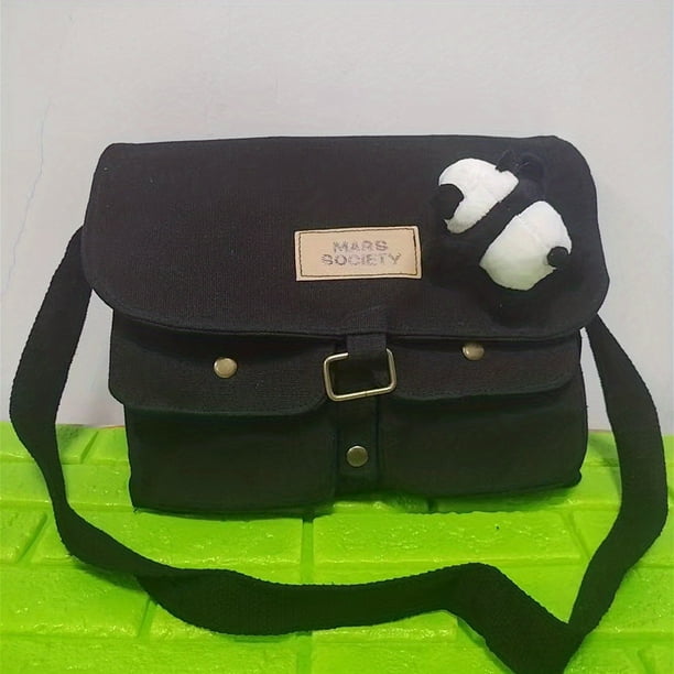 Stay Cute and Organized with Our Kawaii Canvas Messenger Bag - Water-Resistant, Spacious, and Perfect for Daily Use and Students!