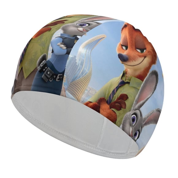 Zootopia Gorro de Natación de Licra, Gorro de Baño de Tela Cómoda, Gorro Elástico Antideslizante para Hombres, Mujeres y Niños