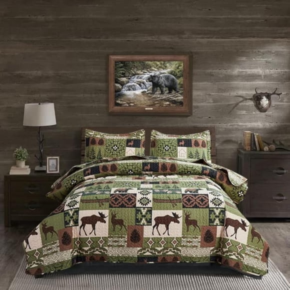 Juego de colcha ARL HOME Rustic King Size Lodge Cabin