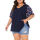 thumbnail image 4 of Agnes Orinda Blusa Casual de Verano para Mujer de Talla Grande con Estampado Floral, Cuello en V, Mangas Cortas y Volantes, Talla 1X, Azul Oscuro, 2025, 4 of 5