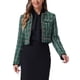 thumbnail image 1 of INSPIRE CHIC Chaqueta Corta de Tweed para Mujer con Cuello Mao, Doble Botonadura, Elegante Blazer de Cuadros para Oficina XS Verde, 1 of 6