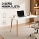 thumbnail image 3 of Escritorio 100x50x75 cm Blanco con Patas de Madera Estilo Nordico Home Office, 3 of 4