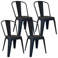 Pandalino - Pack 4 Silla Tolix Negro | Plástico Reforzado Para Exterior E Interior