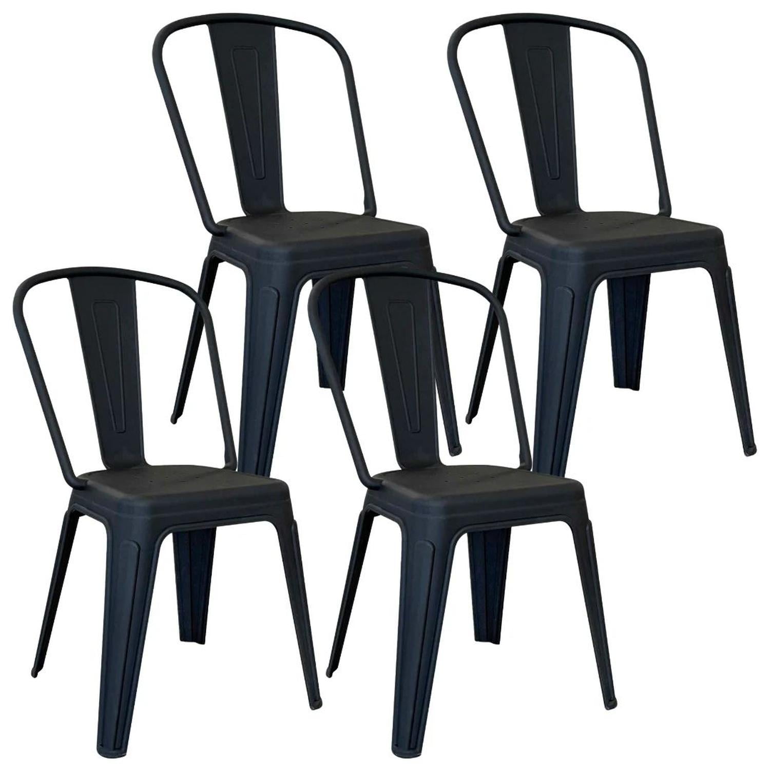 Pandalino - Pack 4 Silla Tolix Negro | Plástico Reforzado Para Exterior E Interior Negro