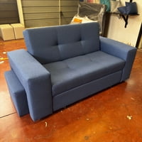 Camila Home - Sofá Cama Azul Marino Elegant 2 Plazas Con Puffs Y Respaldo Reclinable