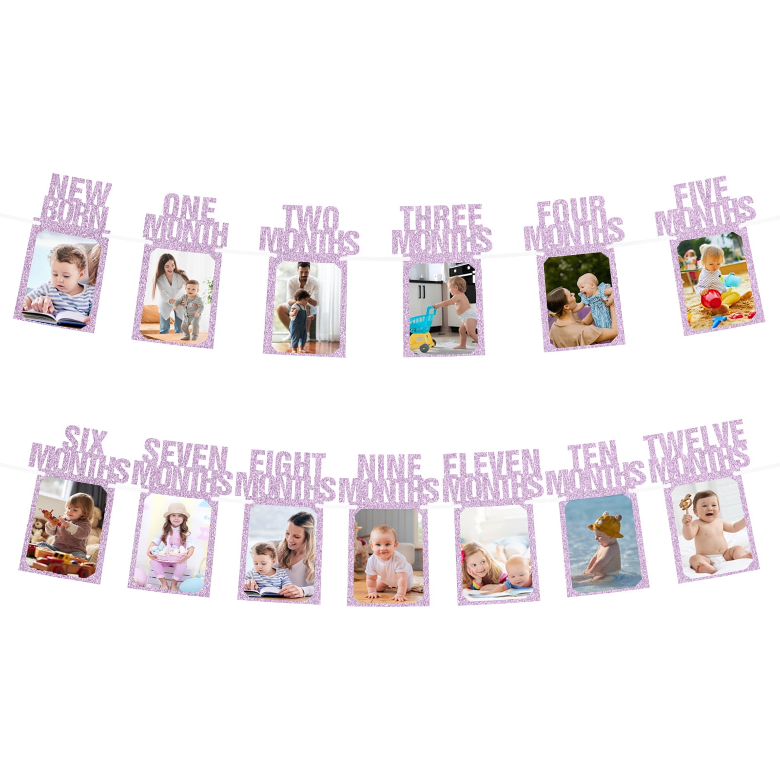 Decoración Banner Fotos 1er Cumpleaños Uxcell Rosa 13 Piezas