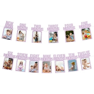 Decoración Banner Fotos 1Er Cumpleaños Uxcell Rosa 13 Piezas