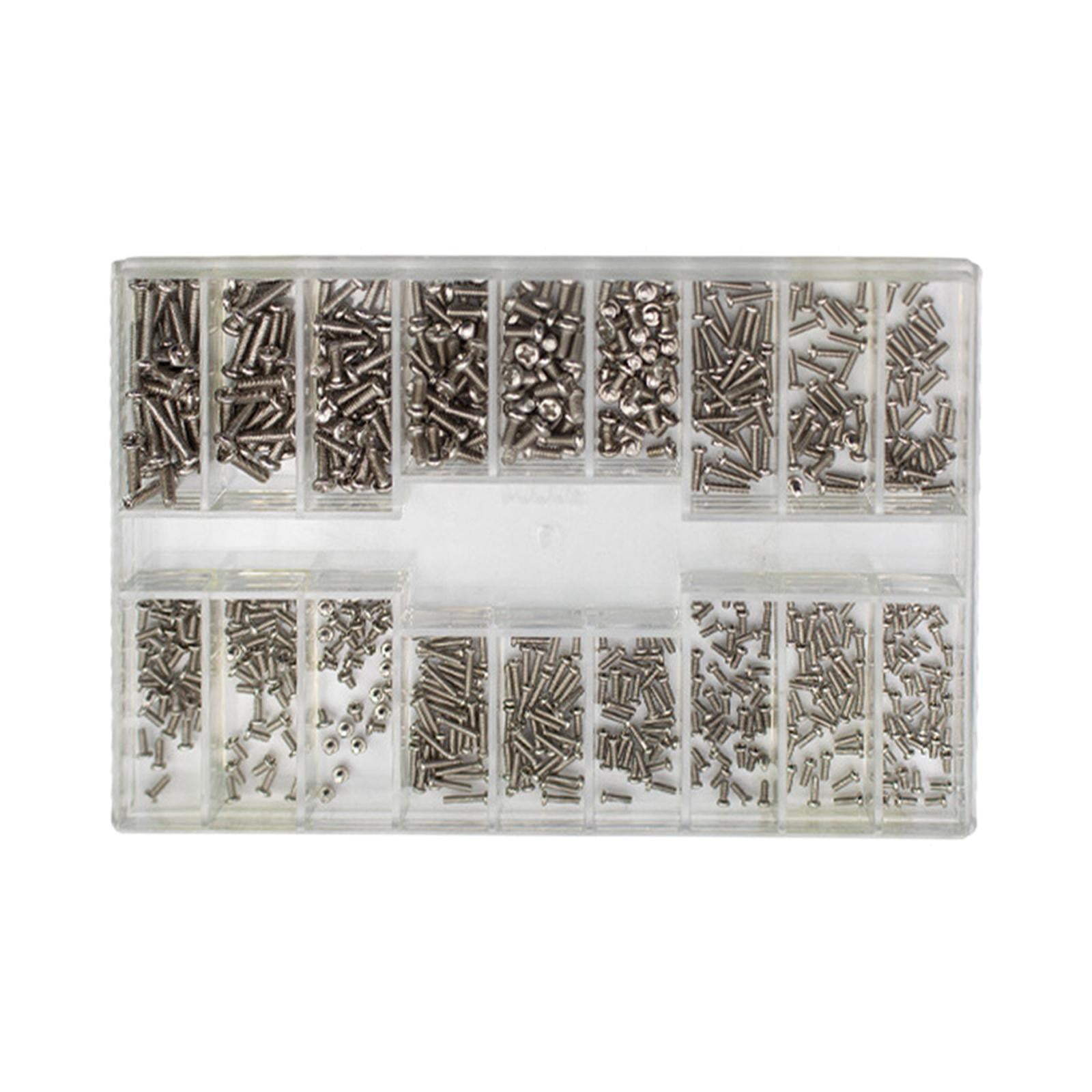 Ioensy - 500 Piezas 18 Tamaños Mini Tuercas De Tornillo A Prueba De Óxido Universales Para Notebook Glass Style A