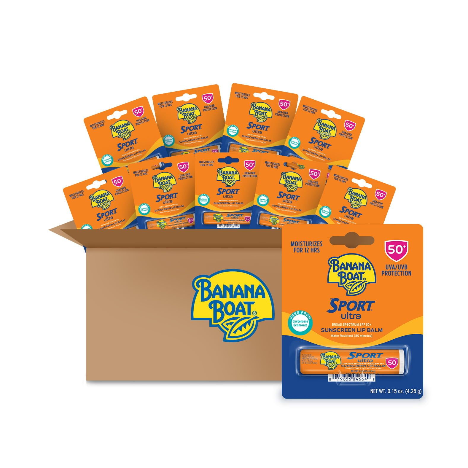 Protector Solar Para Labios Banana Boat Sport Ultra Spf 50, Paquete De 10