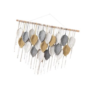 Magideal - Macramé Para Colgar En La Pared, Colgante De Borlas De Hojas, Cuerda De Algodón, Tapiz Nórdico Bohemio, Decoración Artística De Pared, Macramé Con Bor 21 Hojas