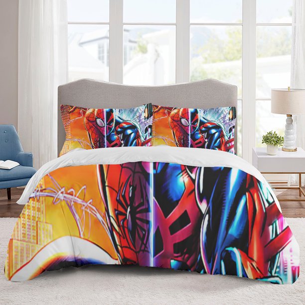 Spider-Men Bedding Sets Cartoon Duvet Cover Lightweight 3 Piece Bet Sets for Kids Boys Girls