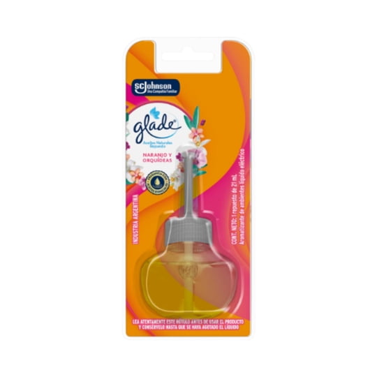 Desodorante Ambiental Eléctrico Aceite Natural Naranja Y Orquideas Botella 21 ml Glade