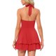 thumbnail image 3 of Vestido Halter de Mujer INSPIRE CHIC Cuello en V Profundo Sin Espalda con Capas para Fiesta Mini Vestidos Rojo L, 3 of 6