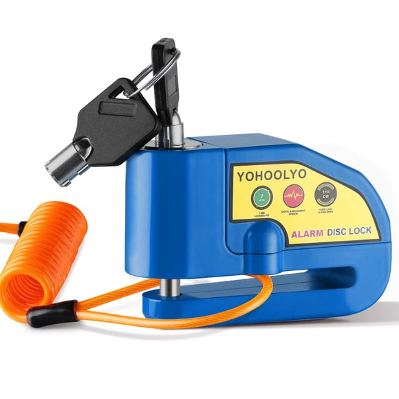 Candado de Disco con Alarma YOHOOLYO 110dB Impermeable Pin de 7mm Cable de 1.5m