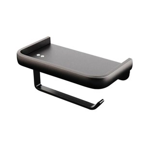 Magideal - Dispensador De Pañuelos, Soporte De Papel Higiénico, Organizador De Baño, Inodoro Público Con Estante Para Teléfono, Portarrollos De Papel De Montaje Negro