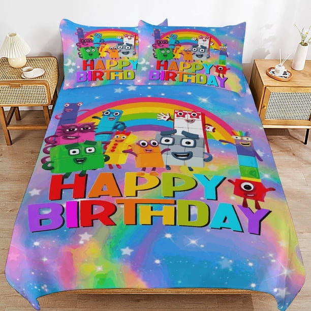 x486 Numberblocks Bed Duvet Cover Microfiber Bedding Sets 3D Printed Lightweight 3 Piece Comforter Sets, 1 Duvet Cover And 2 Pillow Shams for Kids Boys Girls 90"x90" jn486