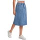 thumbnail image 4 of INSPIRE CHIC Falda de Jean para Mujer Regreso a Clases Cintura Alta Línea A Elástica en la Espalda Casual Hasta la Rodilla Falda de Mezclilla S Azul Claro, 4 of 6