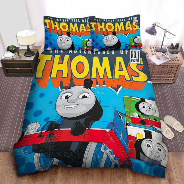 Thomas Train The Runway Engine Quilt Duvet Cover Set Super Queen3-Piece Bedding Set