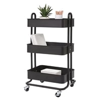 Rebajas - Carrito Organizador Multiuso 3 Niveles De Acero Ruedas Negro