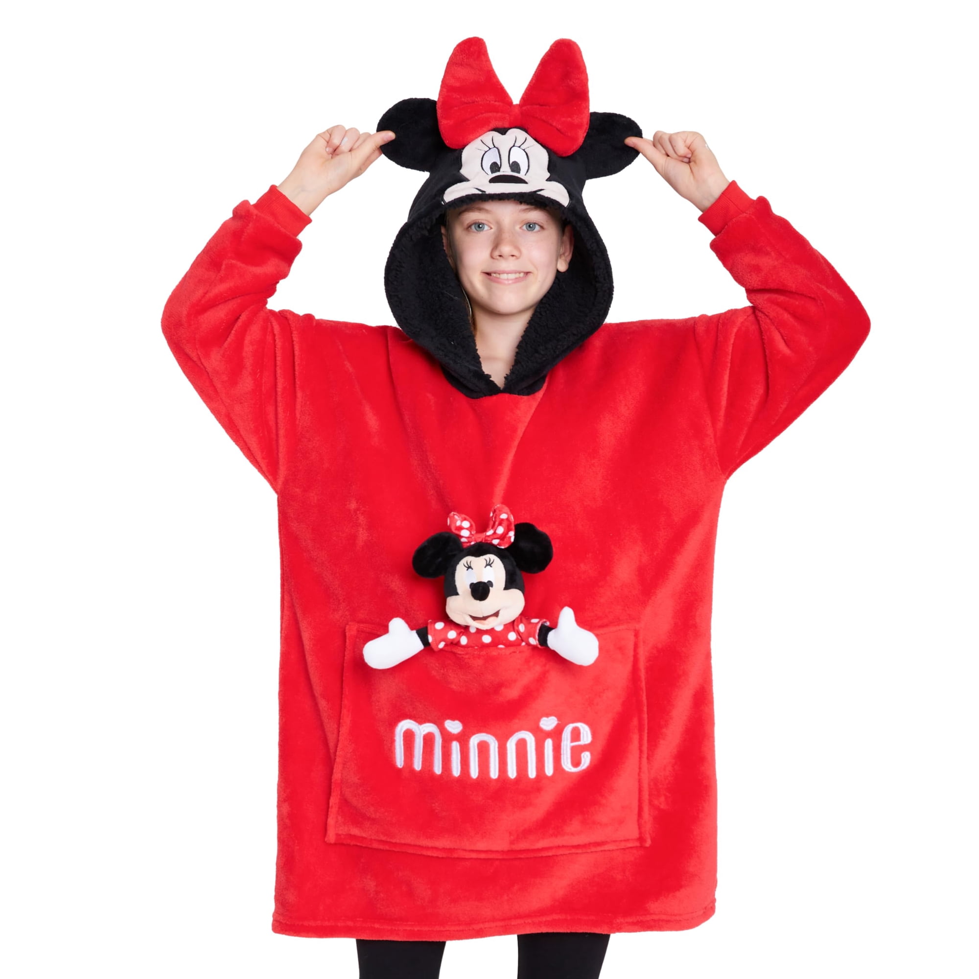 Sudadera Con Capucha Disney Red Minnie Para Niños Con Peluche Y Orejas 3d