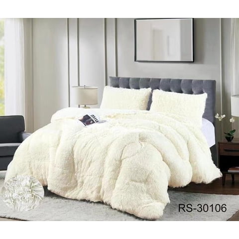 Aladdins Shop - Cobertor De Invierno Peludo Con Chiporro 1,5 Plaza Blanco Invierno