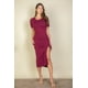 thumbnail image 1 of Vestido Midi Con Dobladillo Dividido Y Fruncido Lateral Con Cordón, 1 of 2
