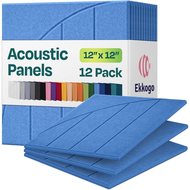 Paneles acústicos Ekkogo insonorizados para pared, paquete de 12 unidades, 30 x 30 x 1 cm, color azul