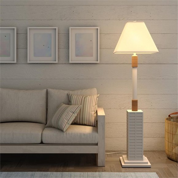 Lámpara de pie Pemberly Row 160 cm blanca con interruptor de 3 posiciones