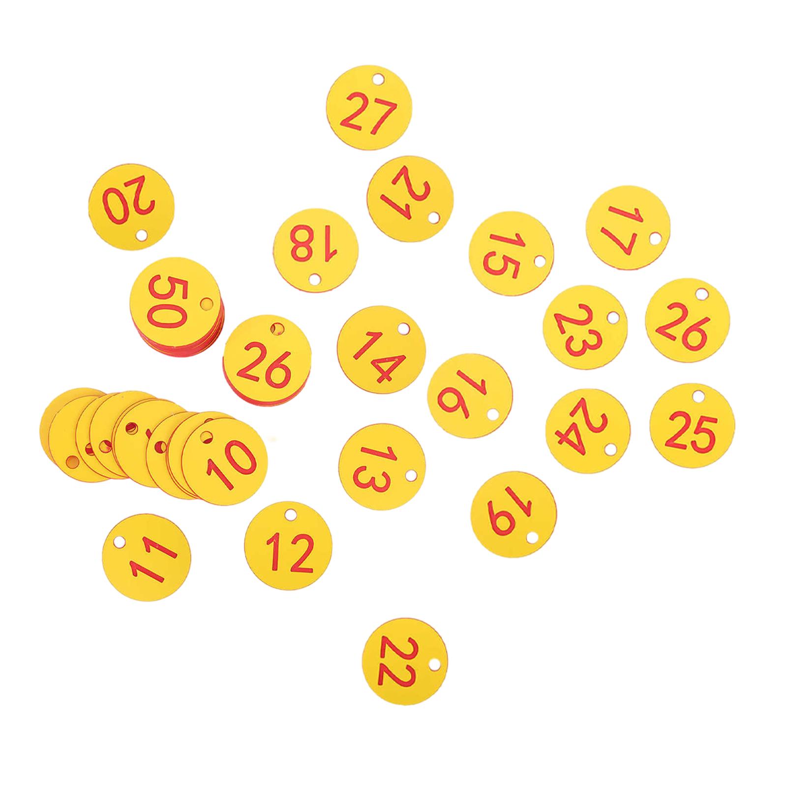 Ioensy - 100X Número De Etiqueta Portátil 1-100 Para Llaves De Dormitorio De Almacén De Hotel Palabra Amarilla + Roja