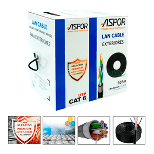Cable De Red Cat6A Utp 305M 23Awg Exterior Cca Aspor