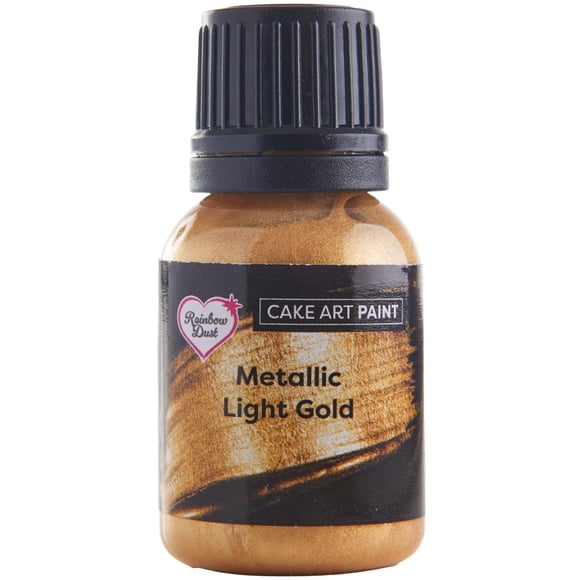 Pintura comestible metálica dorado claro Rainbow Dust 25 ml