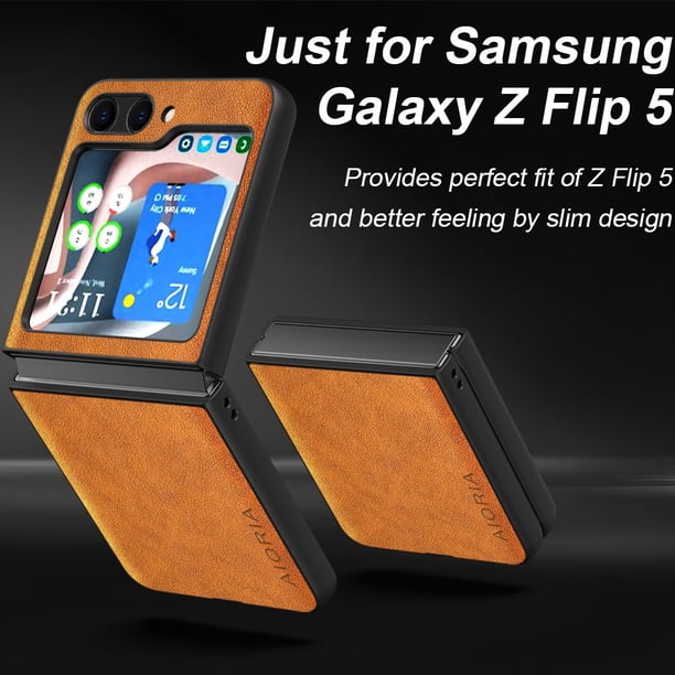 Premium PU Leather Phone Cover Retro Design Full Protective Case For Samsung Galaxy Z Flip 5 Flip5 5G