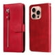 thumbnail image 1 of Funda con Cremallera para iPhone 16 Pro, Carcasa Cartera de Cuero PU con Soporte y Tarjetero, 1 of 6