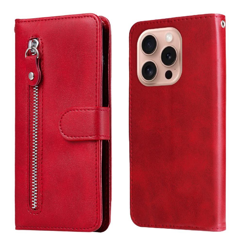 Gangxun - Funda Con Cremallera Para Iphone 16 Pro, Carcasa Cartera De Cuero Pu Con Soporte Y Tarjetero