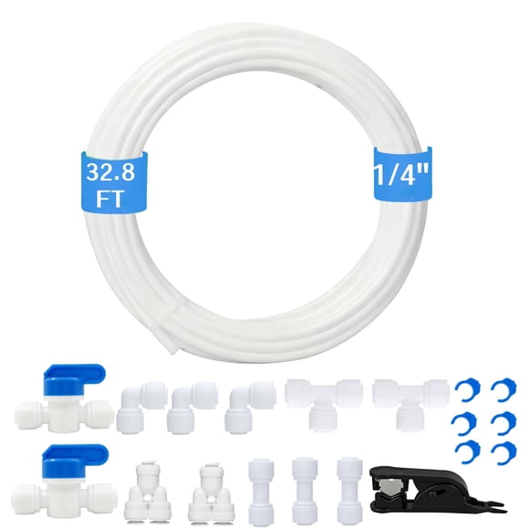 Kit de línea de agua GOOGIES de tubería de agua de 1/4” D.E. de 10 m con conectores