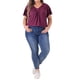 thumbnail image 2 of Agnes Orinda Camiseta de Talla Grande para Mujer con Cuello en V y Mangas Cortas con Volantes Camiseta de Verano 1X Rojo Púrpura, 2 of 6