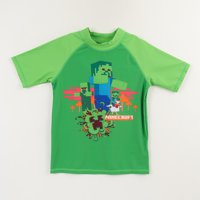 Polera Uv Manga Corta Niño Verde Creeper & Zombie Minecraft