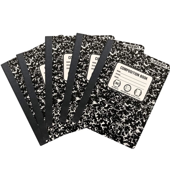 Cuadernos de composición Unison College Ruled paquete de 5 negro