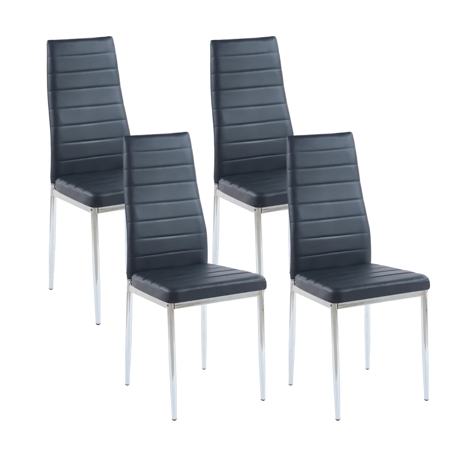 Klik Muebles - Pack De 4 Sillas Dining Liana Con Patas Cromadas - Negras