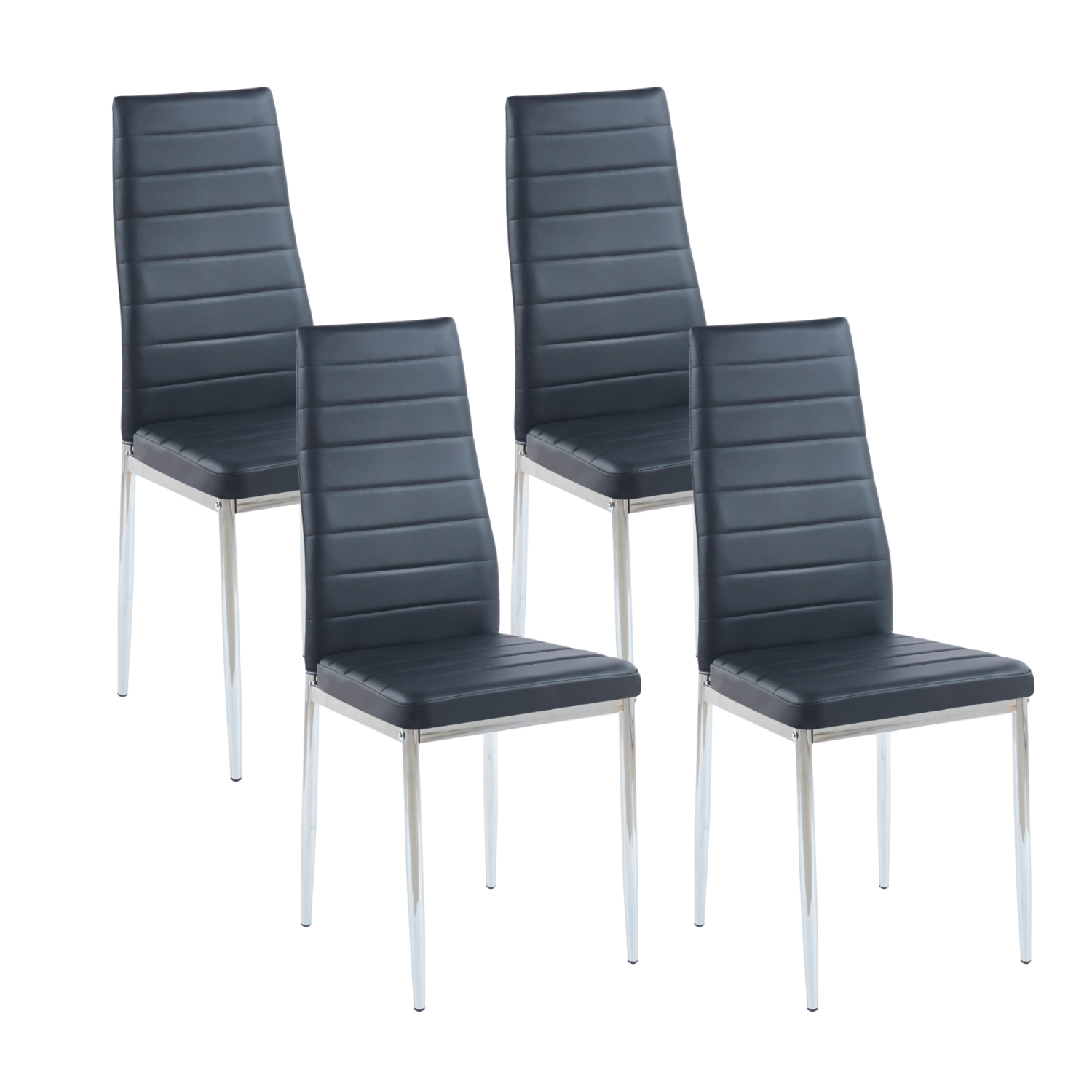 Klik Muebles - Pack De 4 Sillas Dining Liana Con Patas Cromadas - Negras