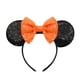 thumbnail image 1 of Diadema Doublemiss con Lentejuelas, Orejas de Ratón y Lazo Naranja – Negra, 1 of 4