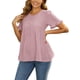 thumbnail image 2 of INSPIRE CHIC Camisetas de Botones de Manga con Volantes de Cuello Redondo Casual de Maternidad para el Día de la Madre de Mujer Babydoll Ajuste Suelto Peplum Tops 2XL Rosa Oscuro, 2 of 6