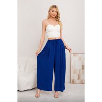 Likeshop - Pantalon Palazzo Algodon Mujer Tipo Lino Casual Playero Bolsillos 3004