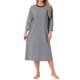 thumbnail image 2 of INSPIRE CHIC Camisón de Manga Larga de Algodón para Mujer Vestido de Dormir Midi a Rayas con Soporte de Sujetador Incorporado S Gris, 2 of 6