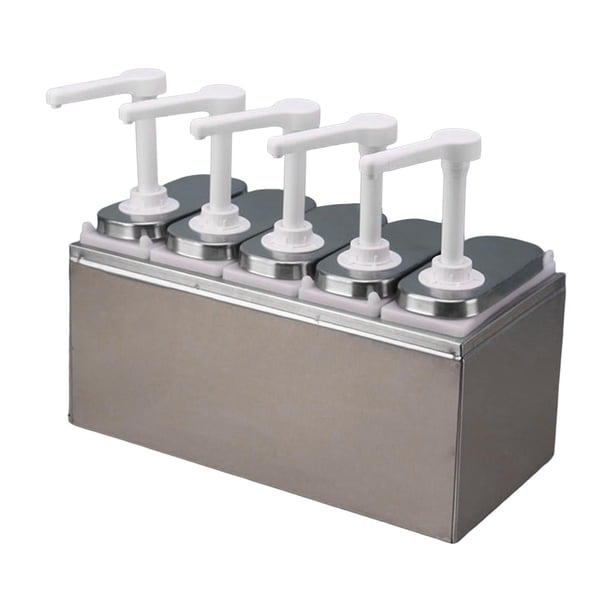 Bomba de condimentos Botella Dispensador de bomba de condimentos 1.4L manual Fácil de limpiar Herramienta de dispensación Salsas Dispensador de cinco cabezas
