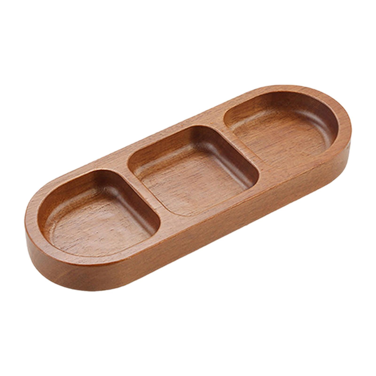 Bothyi - Plato Para Servir Platos Para Estofado Platos De Azúcar Plato Para Salsa De Madera Práctico Portátil 3 Compartimentos