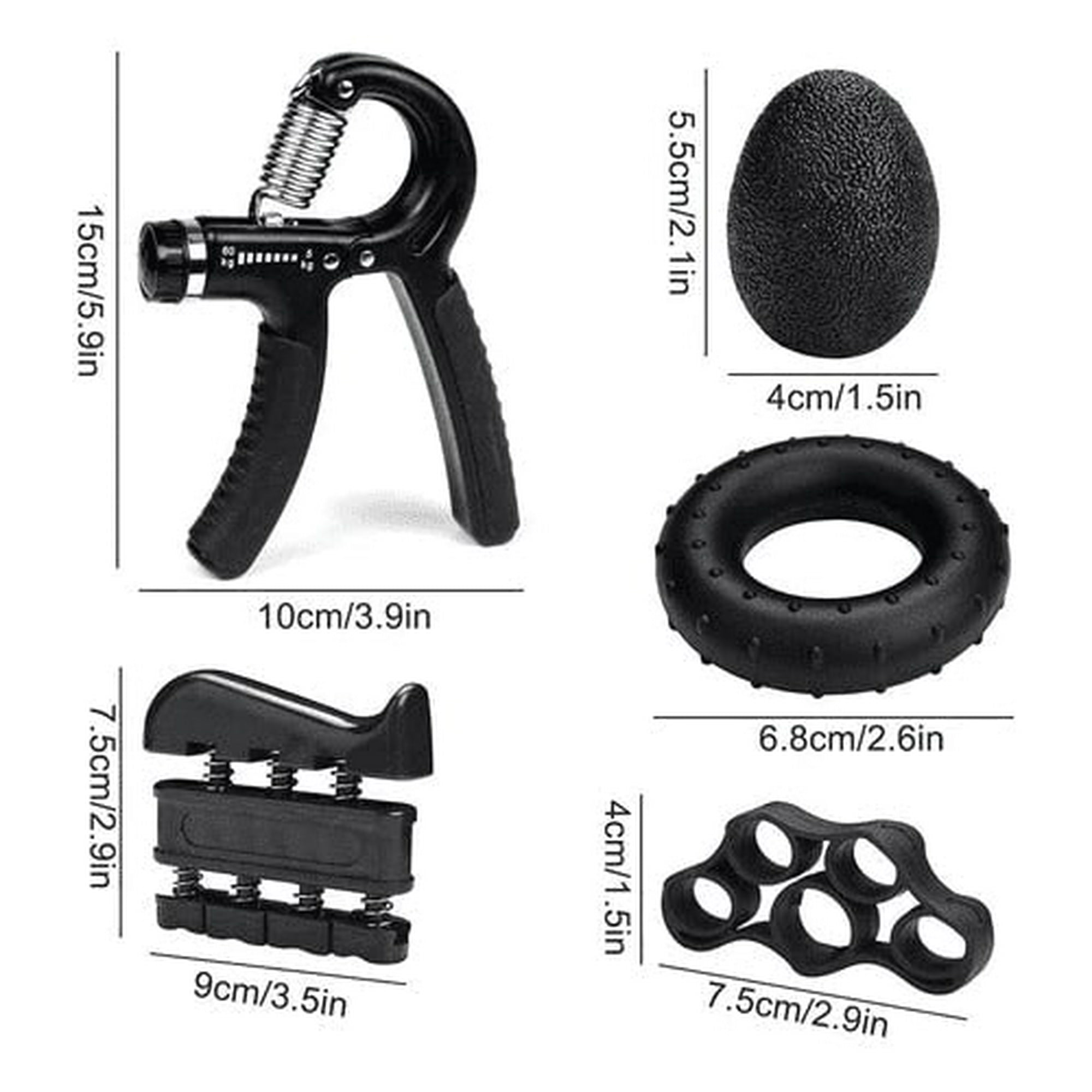 Basko Fitness - Hand Grip Ajustable Set 5 Piezas Negro