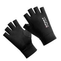 Magideal - Guantes De Pantalla Táctil Solar A Prueba De Golpes Transpirable Fresco Fino Antideslizante Para Conducir , Medio Negro Medio Dedo Negro