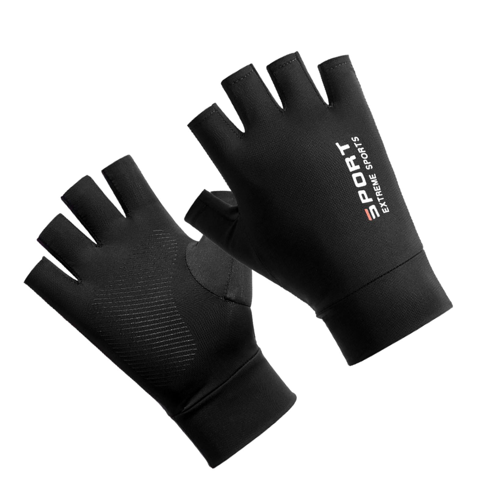 Magideal - Guantes De Pantalla Táctil Solar A Prueba De Golpes Transpirable Fresco Fino Antideslizante Para Conducir , Medio Negro Medio Dedo Negro