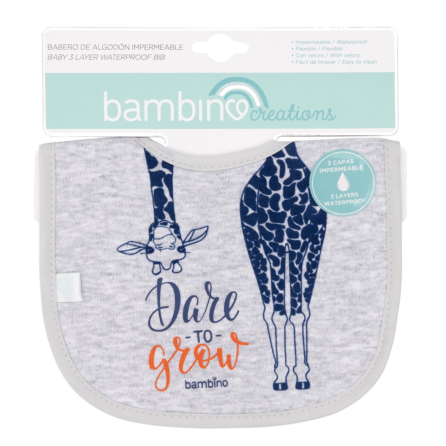 Bambino - Babero De Algodón Impermeable Gris Jirafa Niño